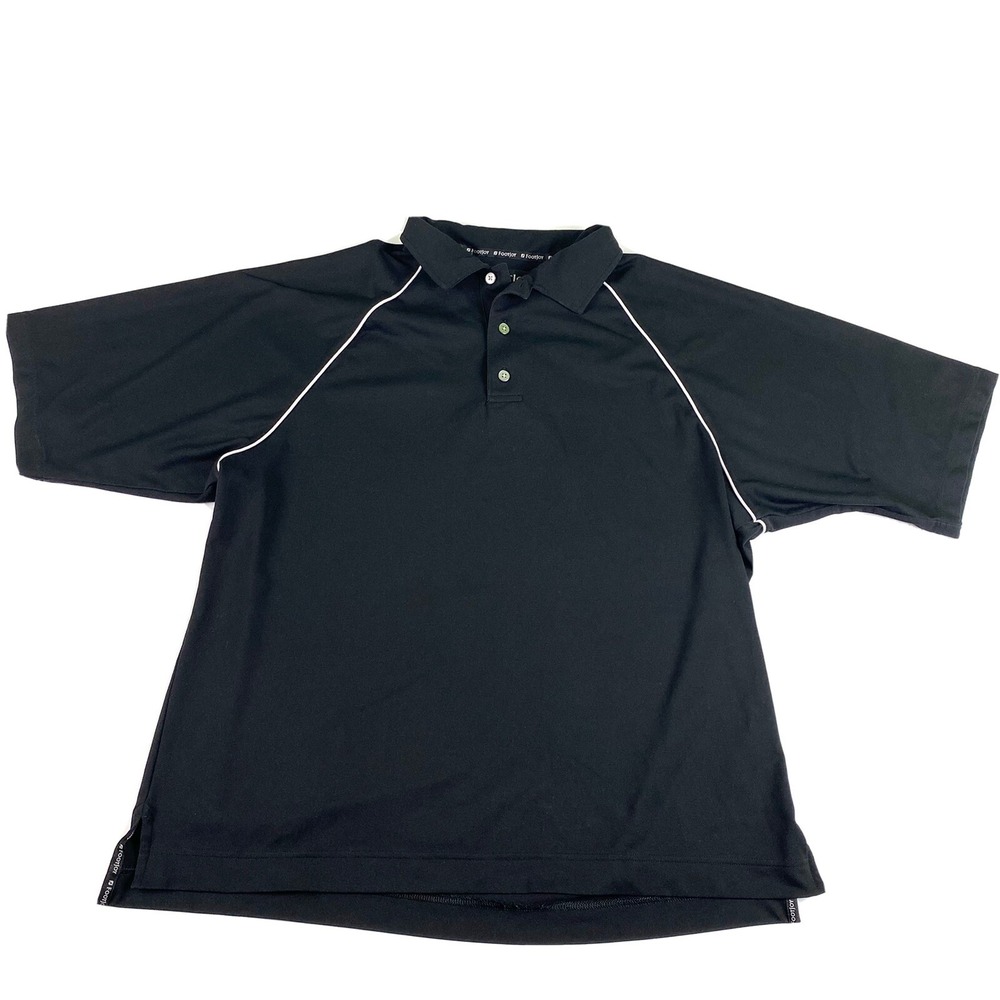 FootJoy Golf Shirt Mens Large Black‎ White Polyester
